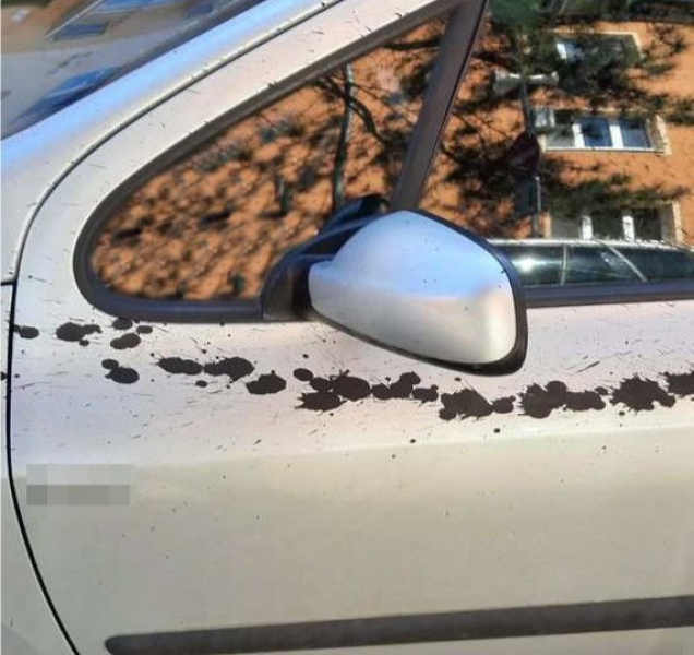 Umělec v Olomouci pocákal barvou cizí auta